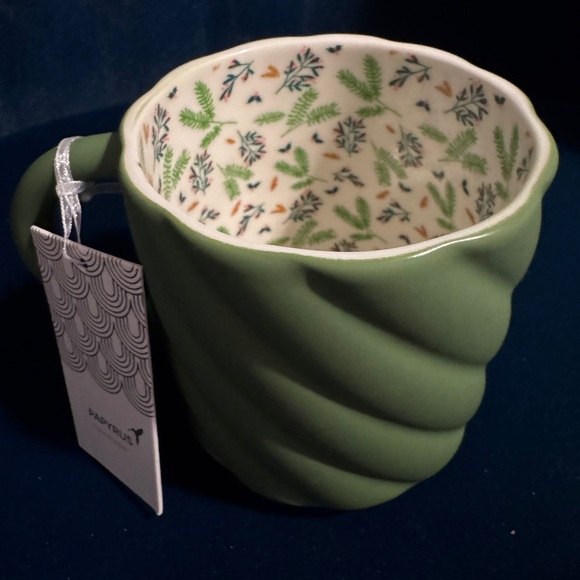 Papyrus Other - Papyrus Green Soft Touch Textured Coffee Mug with Green Floral Interior NWT